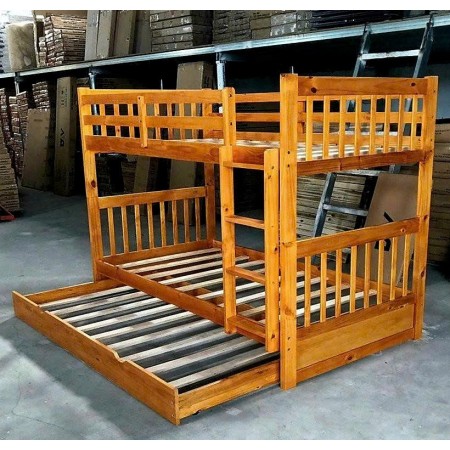 B012 Oak : Giường 3 Tầng Leo Thang - 1m / 1m